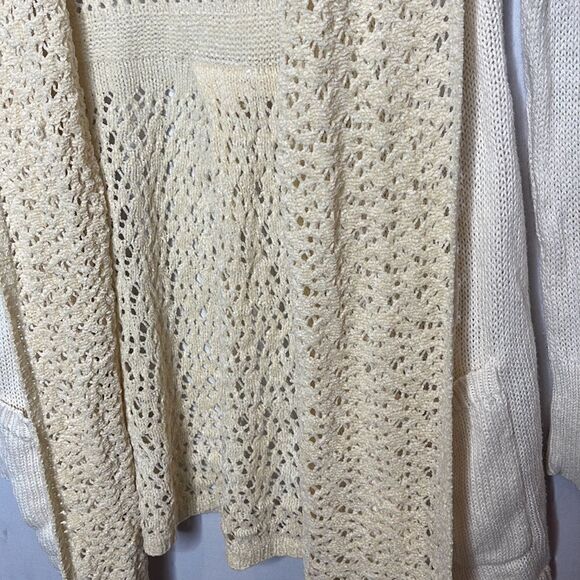 Anthropology Angel Of The North Ivory Knit Open Front Cardigan Sweater. Size XS. - Picture 3 of 10